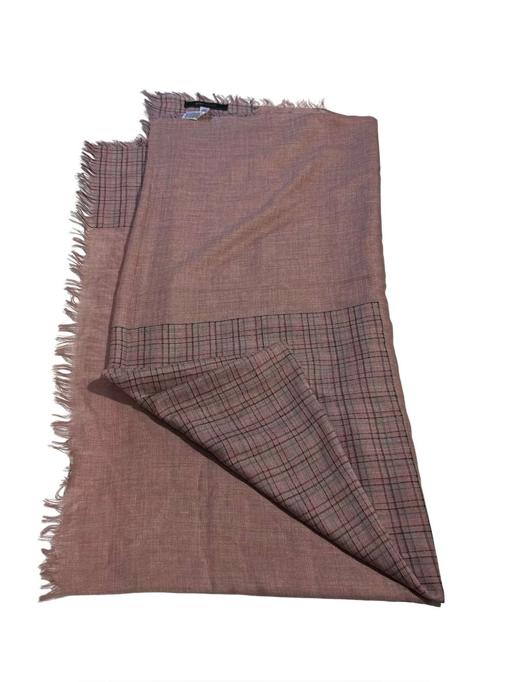 BCBG Max Azria Scarf SC201907 Womens Dusty Rose Plaid Oversized Wrap Shawl 54x29